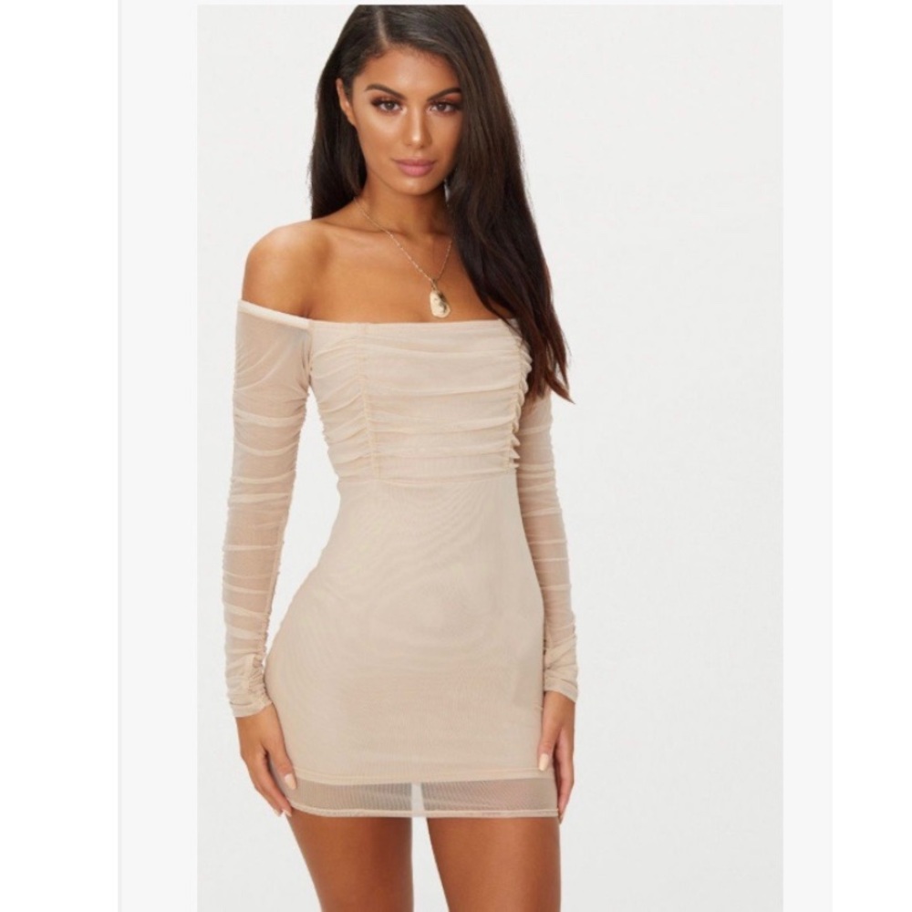 Nude PrettyLittleThing.com Dress